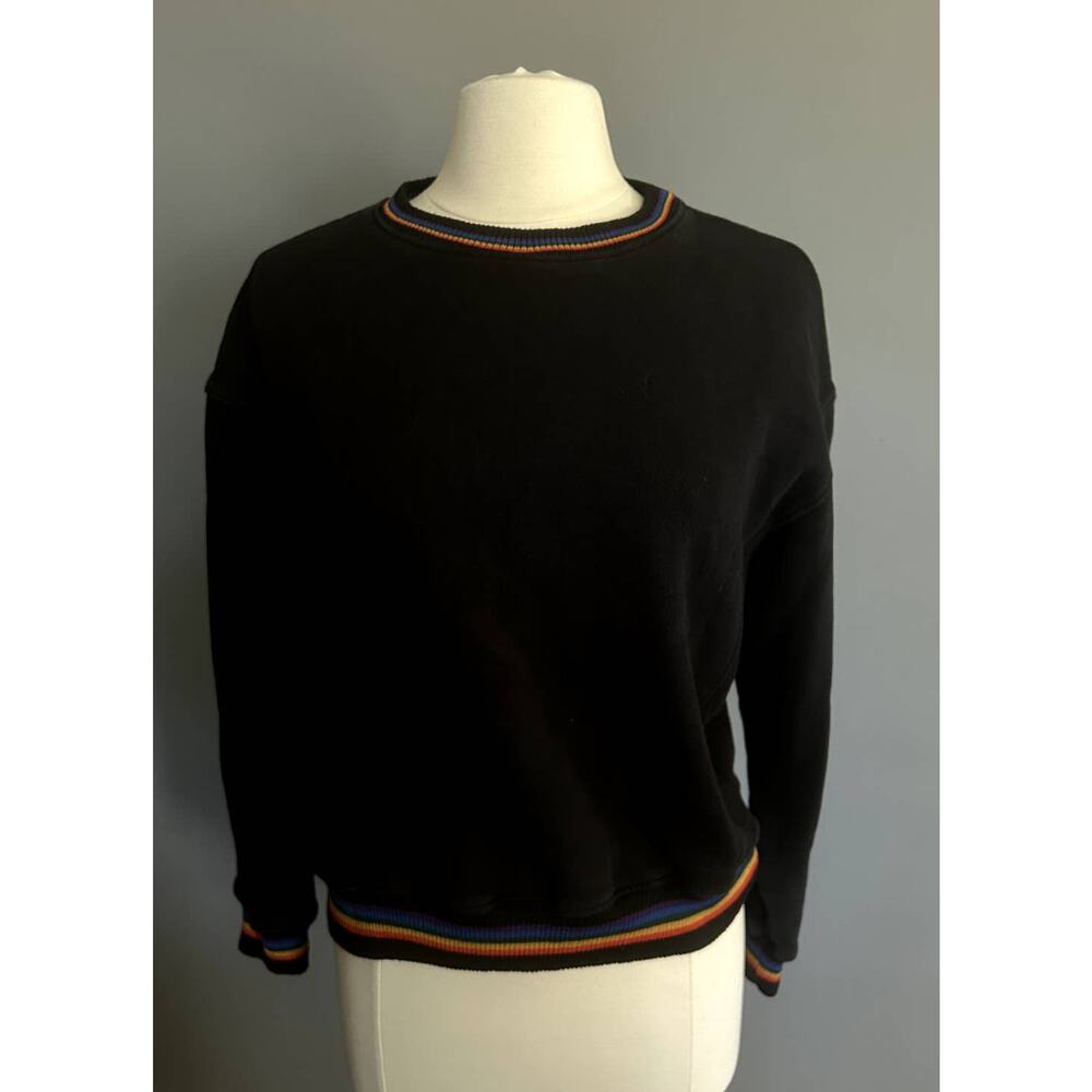 Sundry Women's Black Rainbow Crewneck Sweatshirt - Med (2)